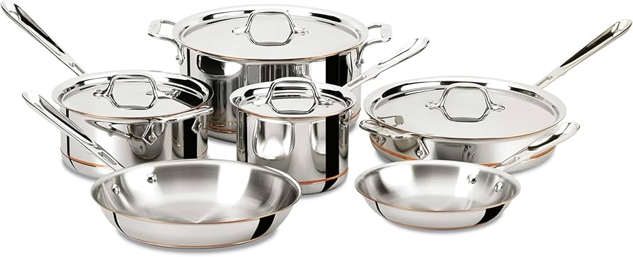 Copper Core 5-Ply Bonded Cookware Set, 10 Piece Set
