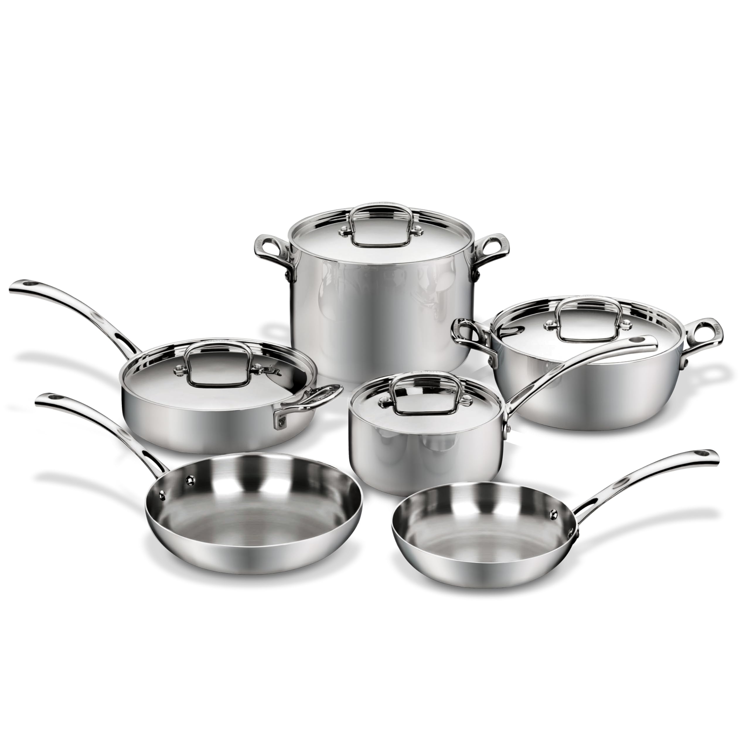 Cuisinart - Classic Tri-Ply 10-Pc Cookware Set - Stainless Steel