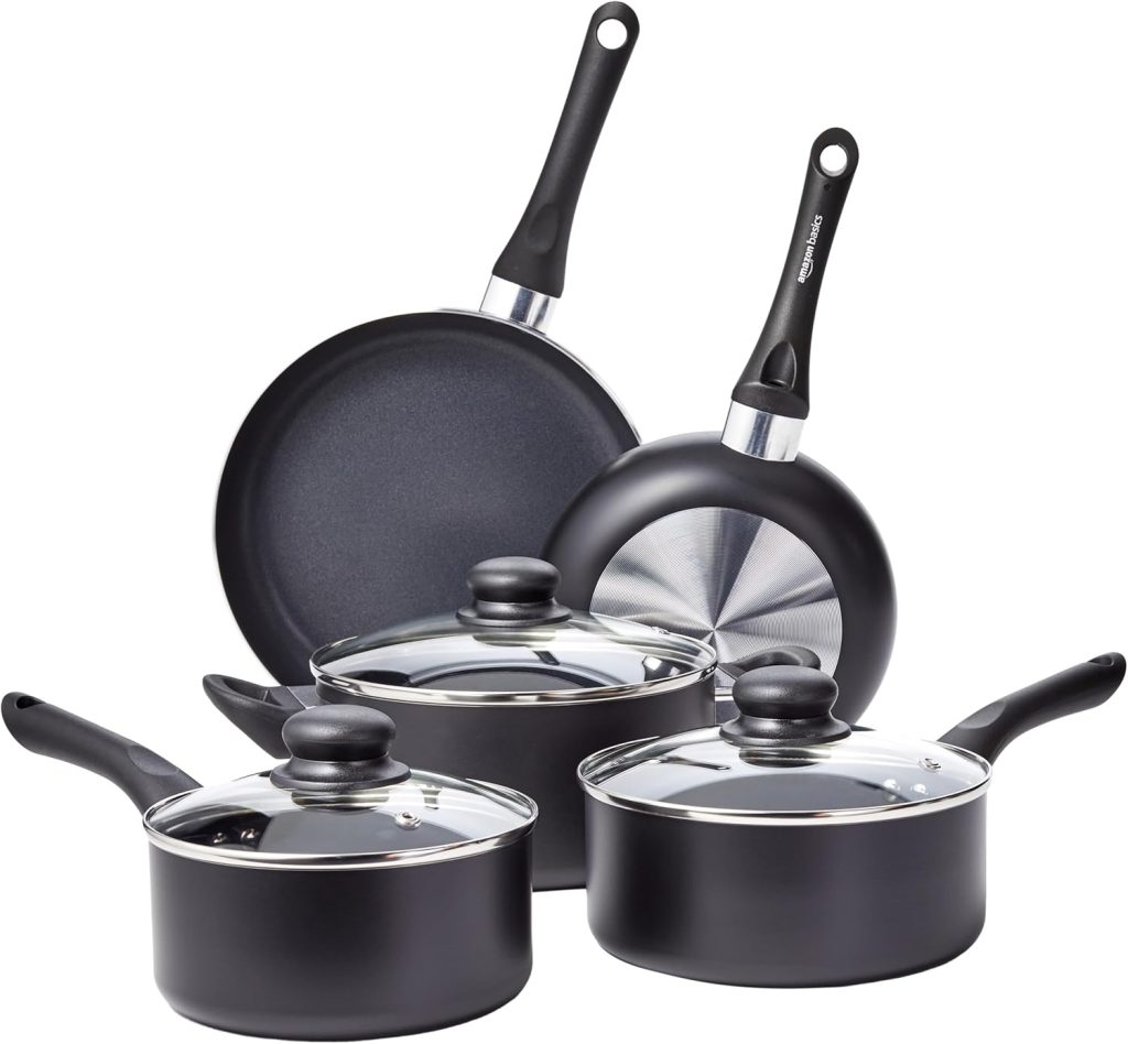 Amazon Basics 8-Piece Nonstick Cookware Set