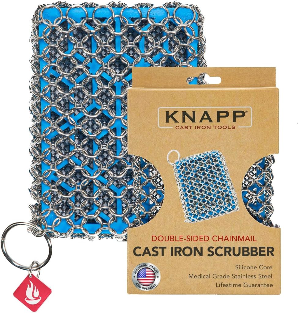 Lodge Cast Iron Chainmail Scrubber with Silicone Handle