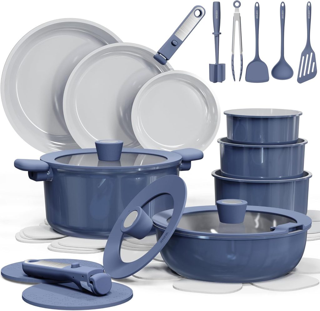 Carote Nonstick Pots and Pans Set with Detachable Handle