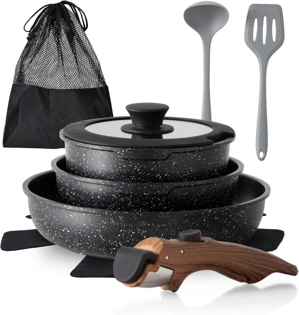 DEIK Nonstick Cookware Set with Detachable Handle