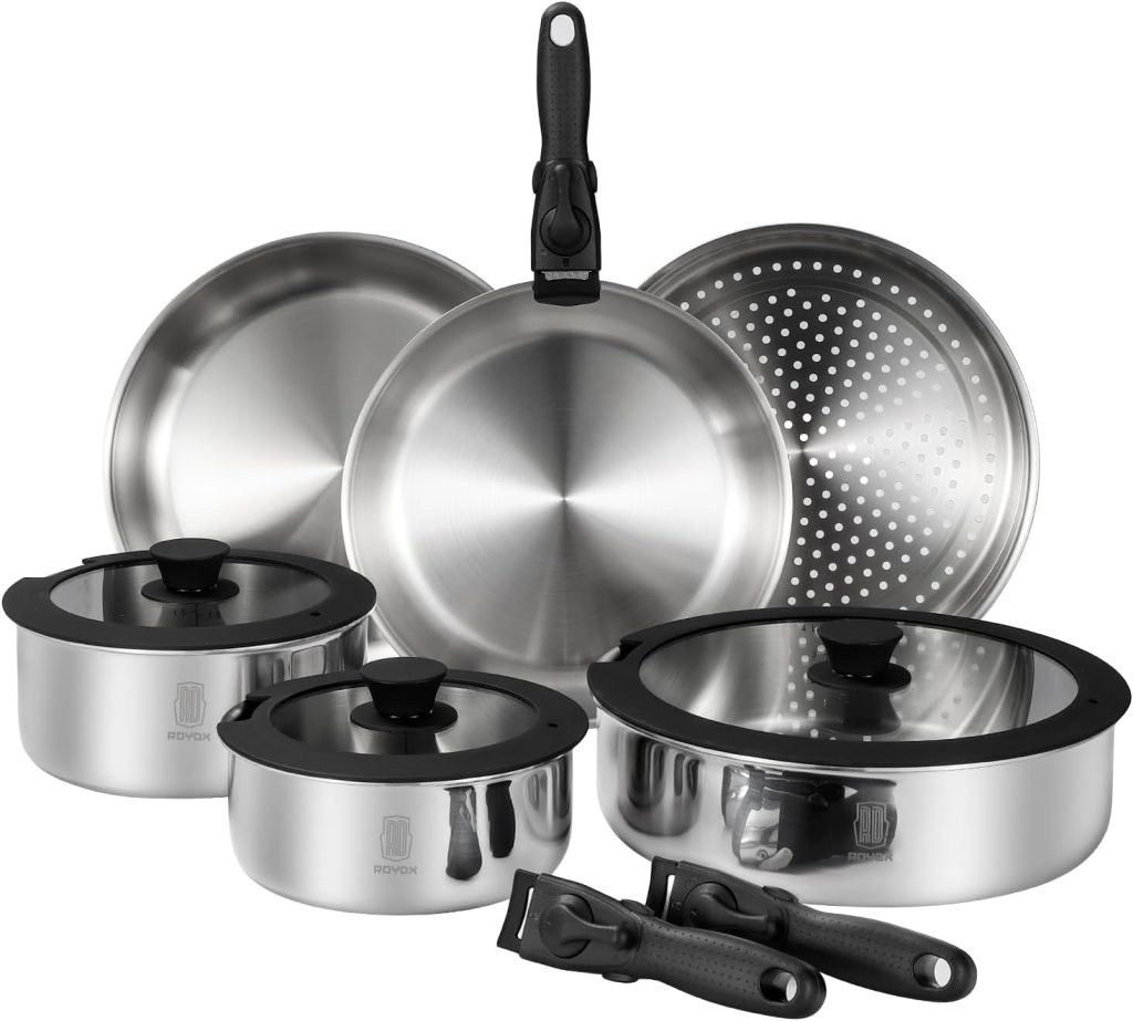 FRUITEAM Nonstick Cookware Set with Detachable Handle