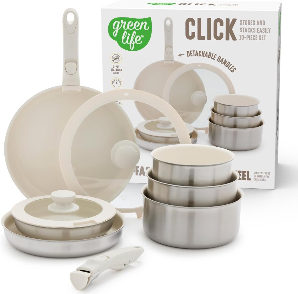 GreenLife Healthy Ceramic Nonstick Cookware with Removable Handle