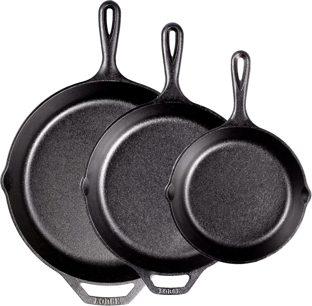 Lodge Cast Iron Skillet + Tramontina Nonstick Set Combination