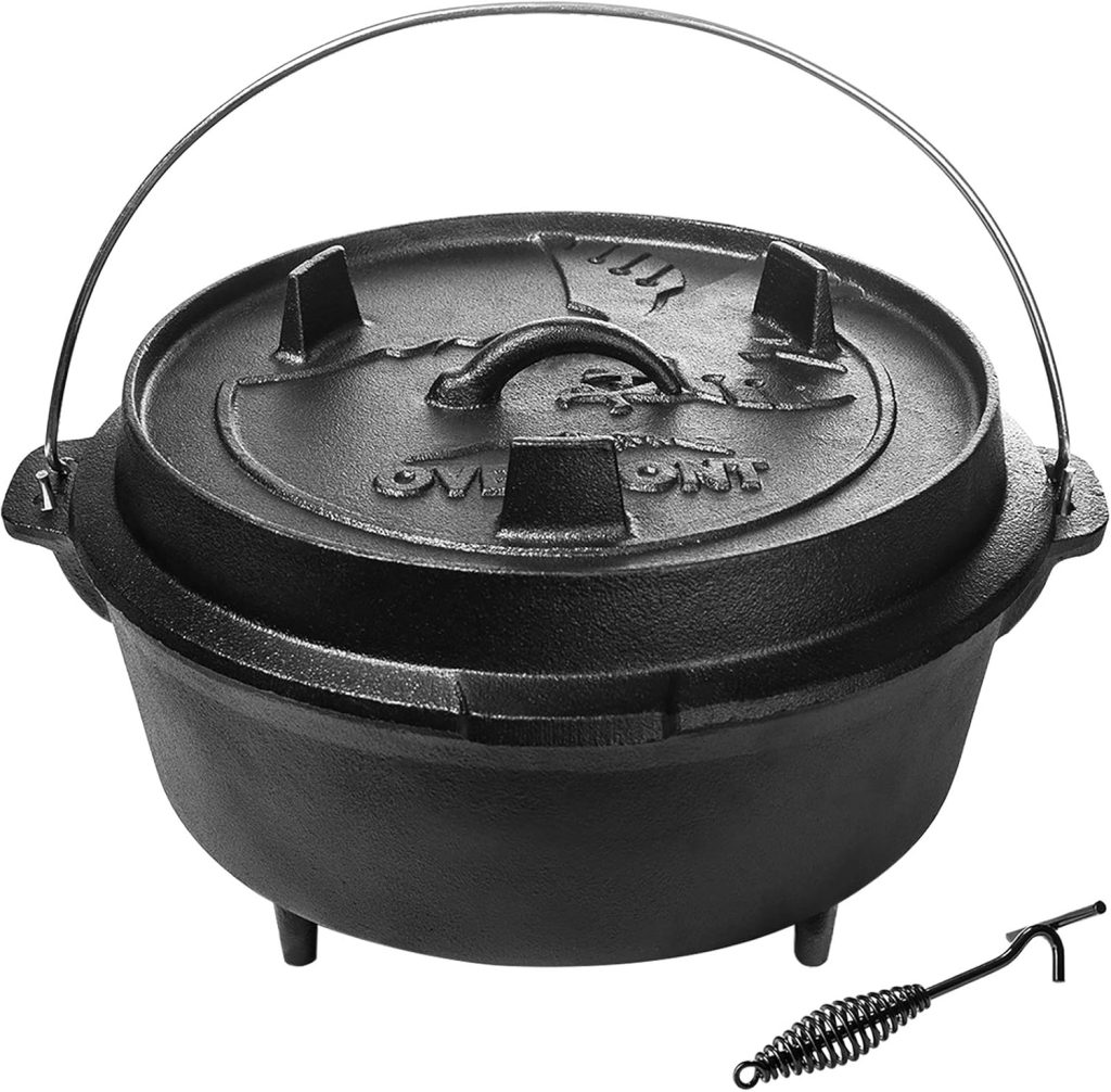 OVERMONT Cast Iron Camping Cookware with Removable Handle