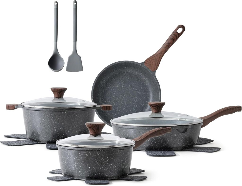 Sensarte 13-Piece Detachable Handle Granite Cookware Set