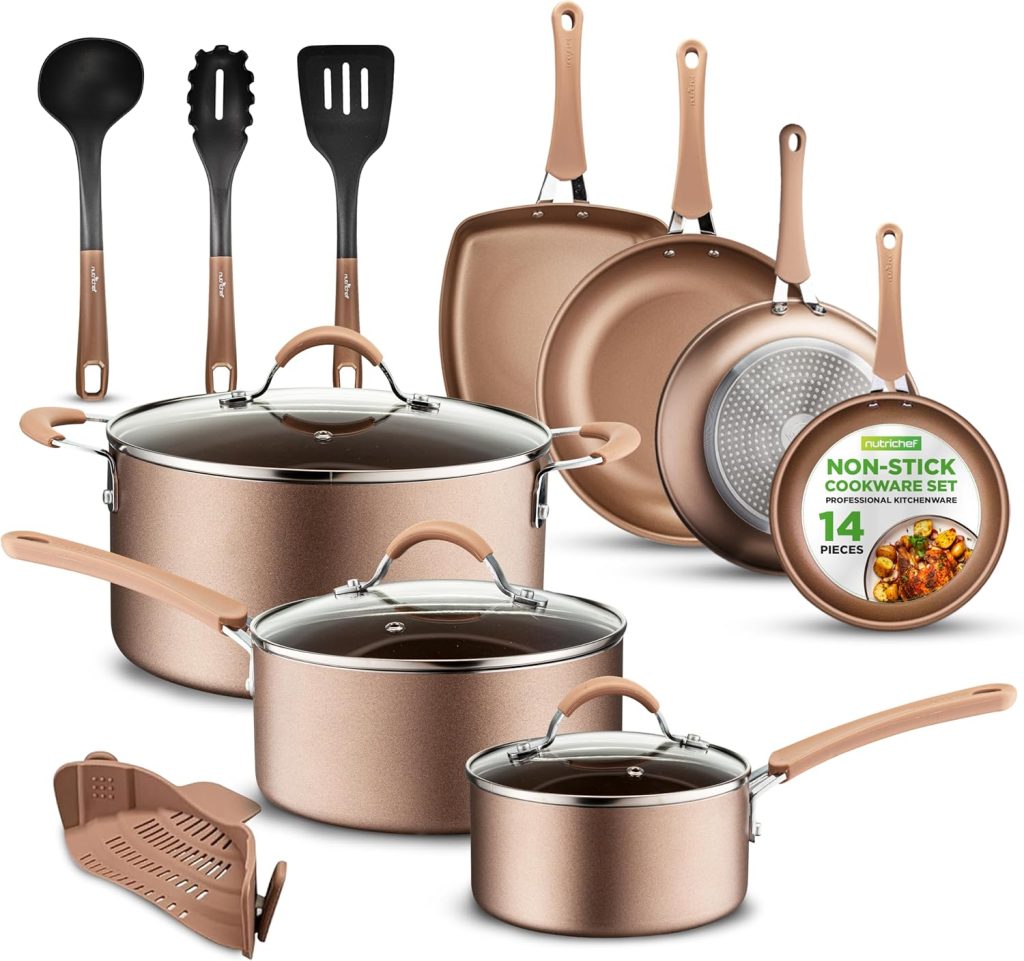 YIIFEEO 14-Piece Pots and Pans Set Nonstick Granite Coating