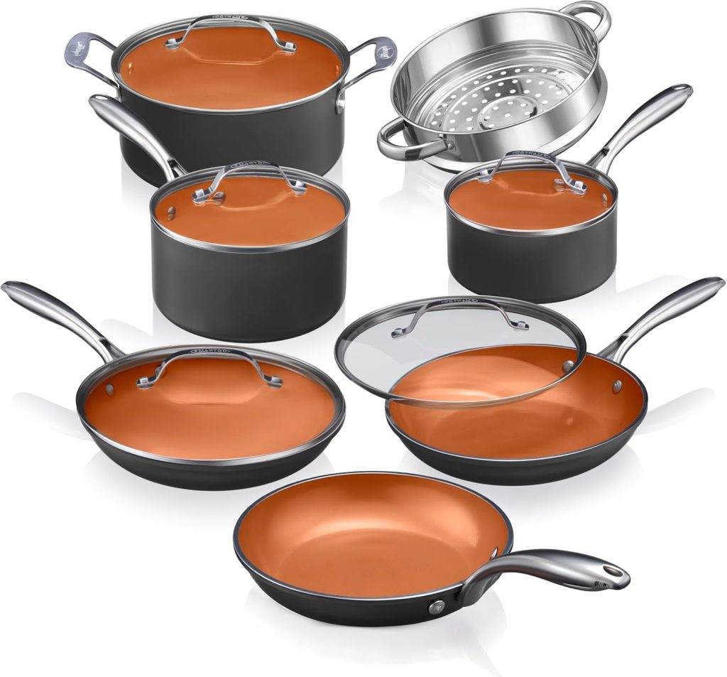 Gotham Steel Pots and Pans Set 12 Piece Cookware Set with Nonstick Durable Ceramic Coating