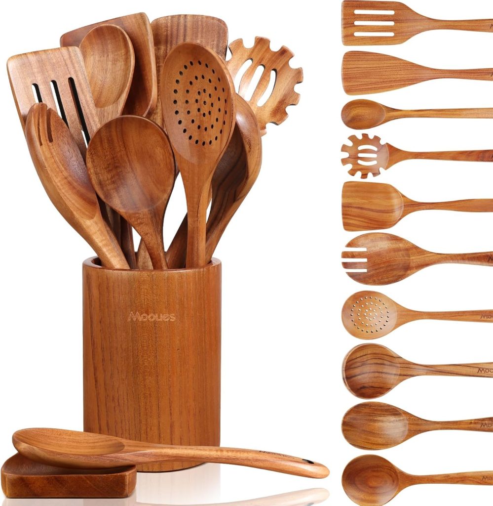 M KITCHEN WORLD Wooden Cooking Utensils Set (12-Piece)