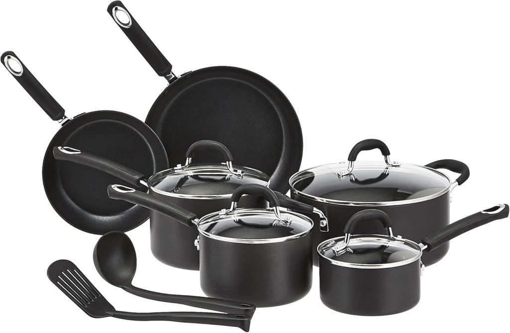 Amazon Basics Hard-Anodized Nonstick 8-Piece Cookware Set
