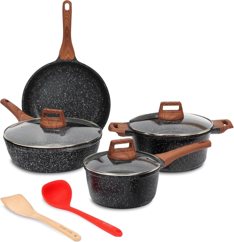 Eslite Life Nonstick Granite Coating Cookware Set, 8-Piece