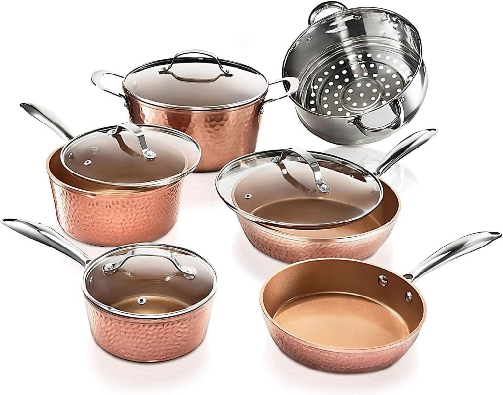 Gotham Steel Hammered Copper 10-Piece Non-Stick Cookware Set