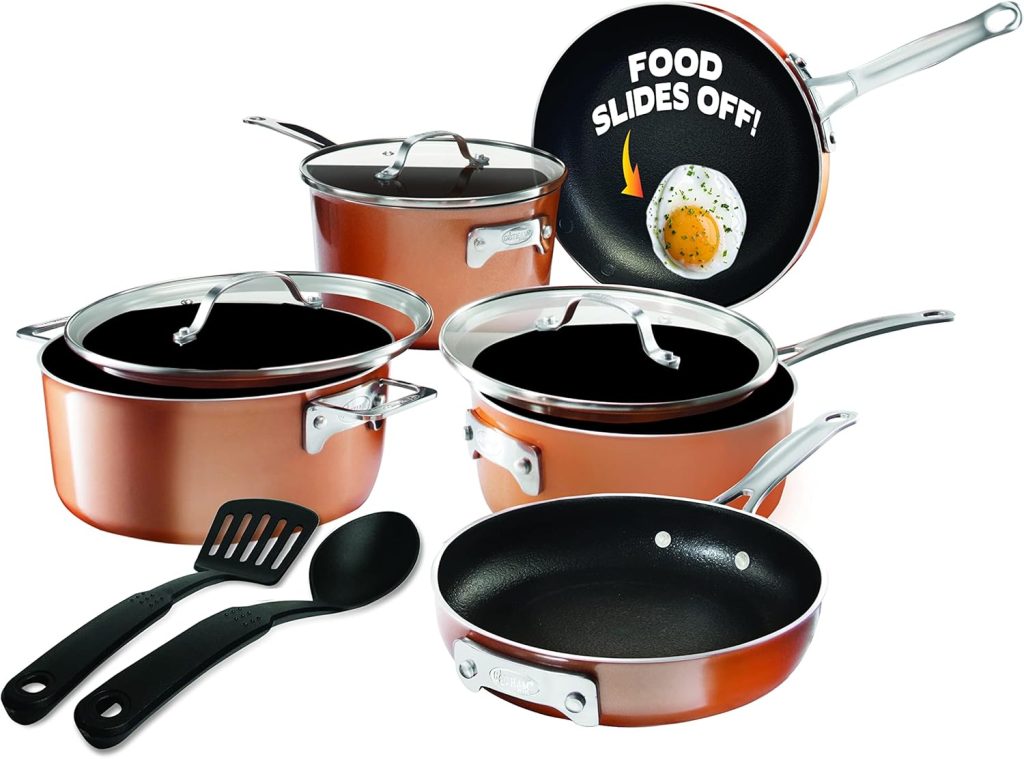 Gotham Steel Stackable Pots and Pans Set, 10-Piece