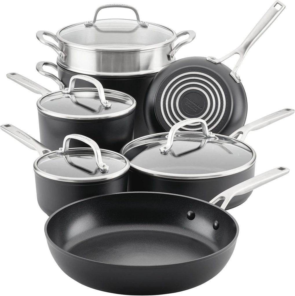 KitchenAid Hard-Anodized Nonstick 11-Piece Cookware Set