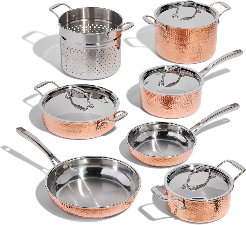 Lagostina Martellata Hammered Copper 10-Piece Cookware Set