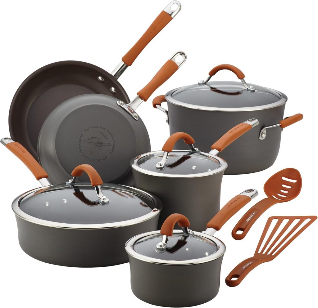 Rachael Ray Cucina Hard Anodized Nonstick Cookware Set, 12 Piece