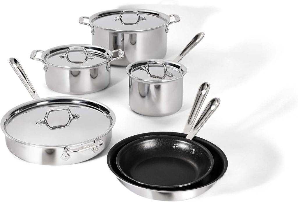 All-Clad D3 Stainless Steel 3-Ply Bonded Cookware Set (10-Piece)