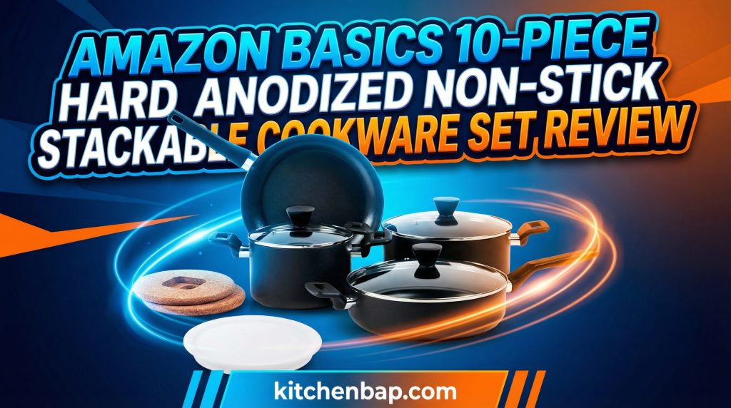 Amazon Basics 10-Piece Hard Anodized Non-Stick Stackable Cookware Set Review