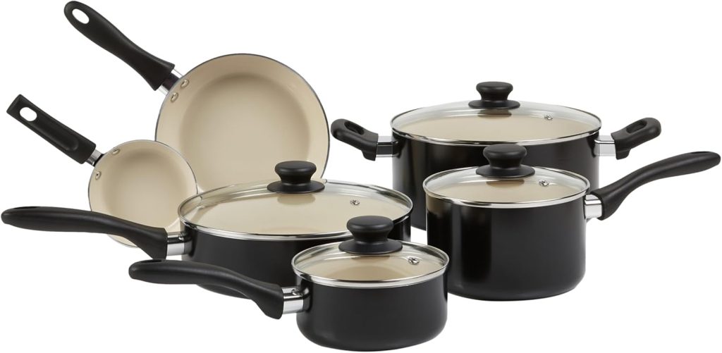 Amazon Basics Non-Stick Cookware Set, 11-Piece