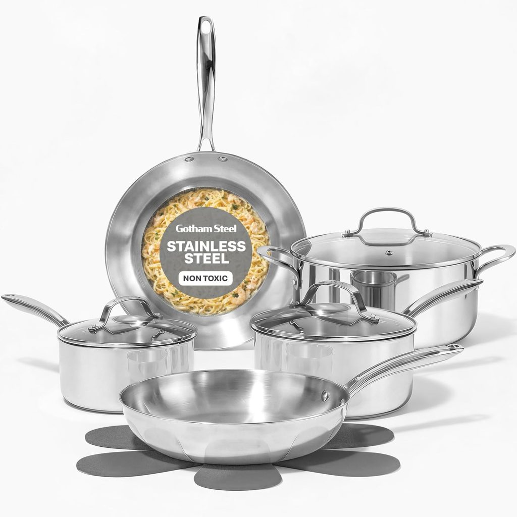 Gotham Steel Stainless Steel 10-Piece Cookware Set