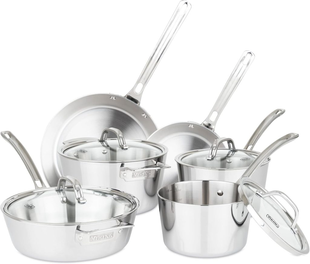  Viking Contemporary 3-Ply Stainless Steel 10-Piece Cookware Set