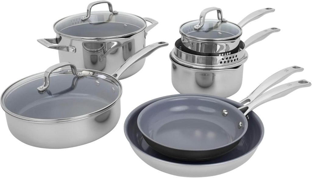Zwilling J.A. Henckels Aurora 10-Piece Stainless Steel Cookware Set