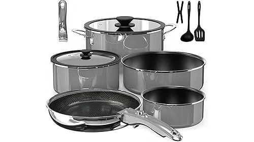 The image shows a variety of high-quality pots and pans, highlighting the Best 12 Cookware Of.