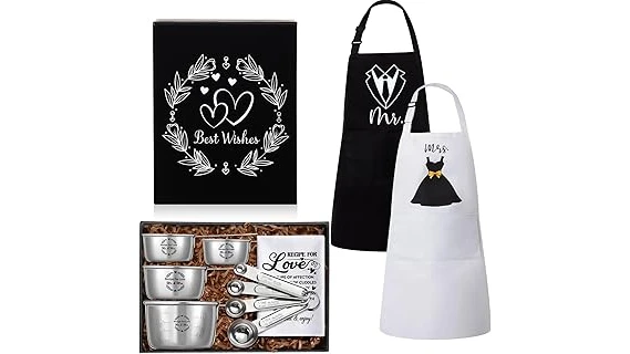 The image shows a stylish collection of cookware, ideal for a wedding gift registry.