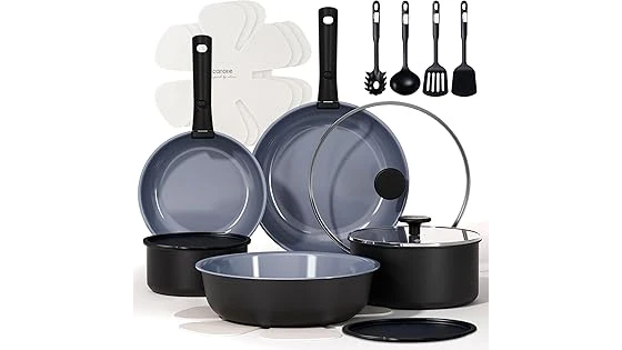 The image shows a collection of eco-friendly cookware, likely part of the best 31 cookware options.