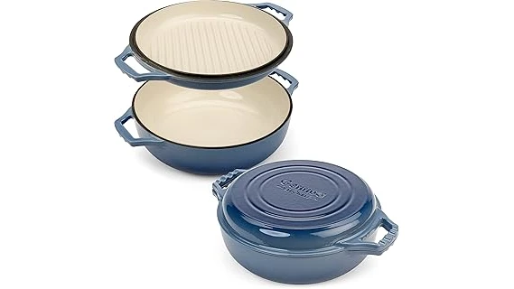 The image shows a collection of high-quality cookware pans ideal for stovetop to oven use.