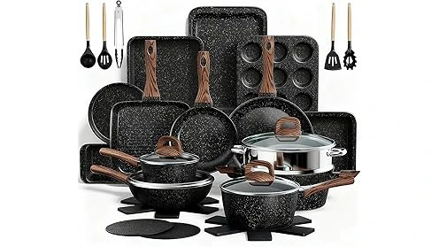 The image shows a collection of diverse cookware items, perfect for preparing meals for a large family.