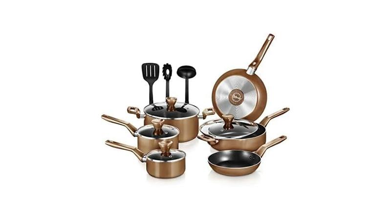 For NutriChef 13 Pcs. Nonstick Kitchen Cookware Set: Honest