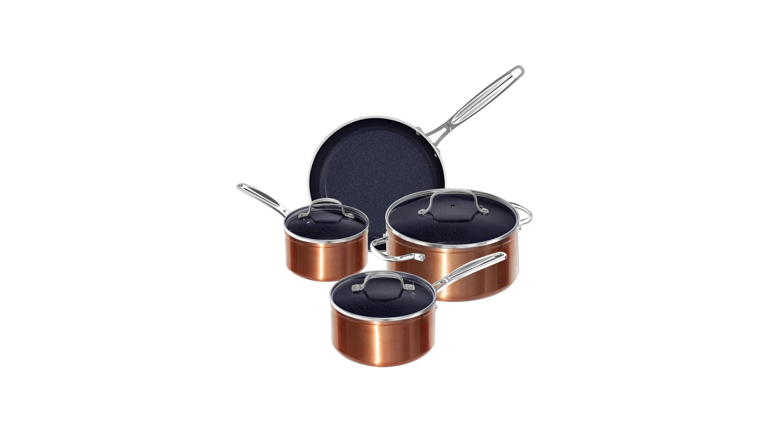 Nuwave 7pc Cookware Set Healthy Duralon Blue Ceramic