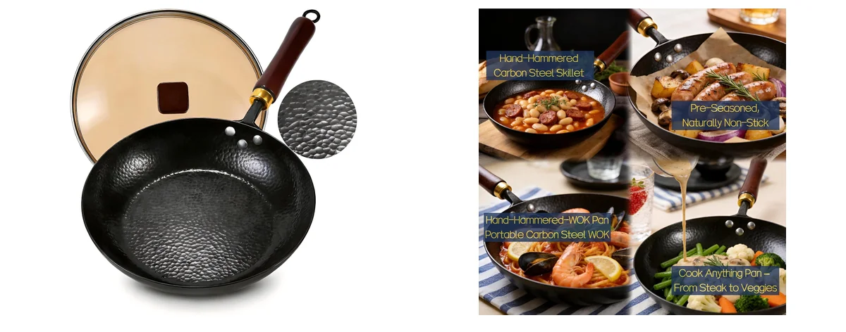 Calmabode Carbon Steel Wok Pan 11 Inch images