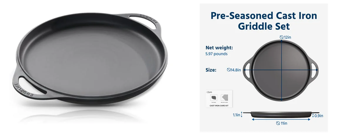COOKLIFE 12 Inch Lightweight Pre-Seasoned Cast Iron images