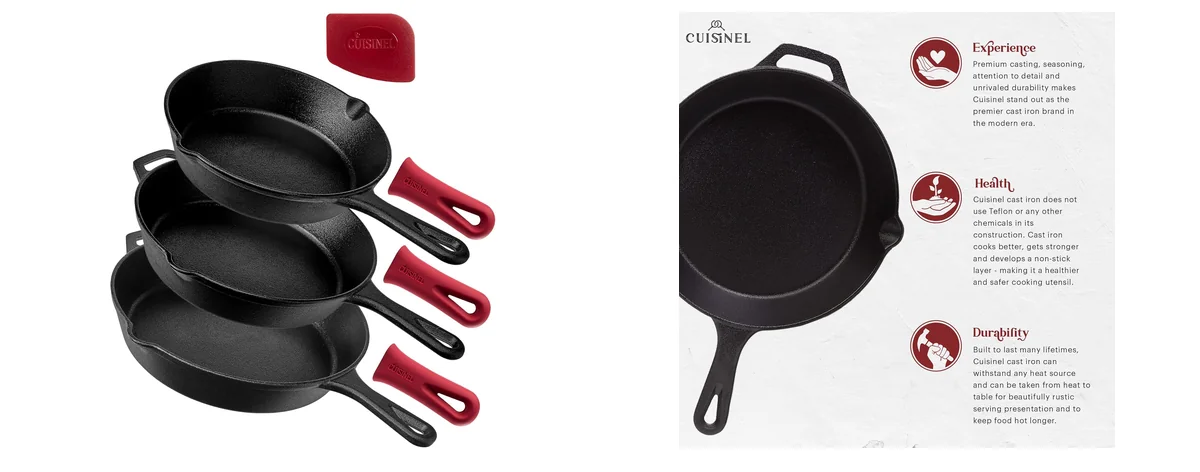 Cuisinel Cast Iron Skillet Set - 8