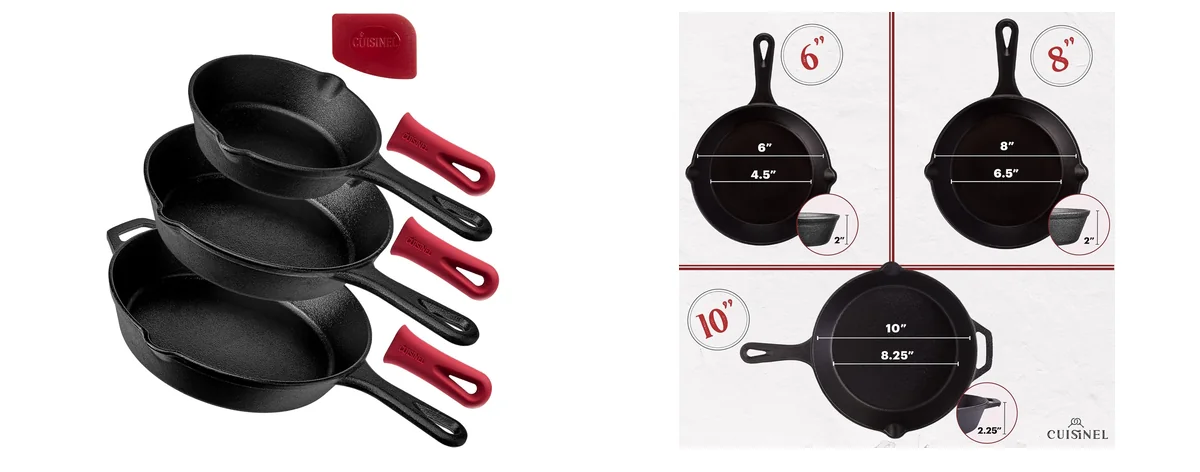 Cuisinel Cast Iron Skillets Set - 3-Piece: images