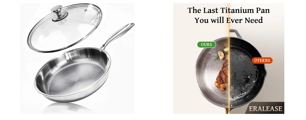 ERALEASE Titanium Pan - 12 Inch Non images