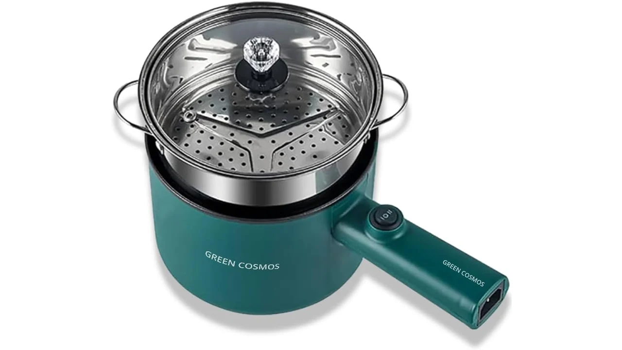 Green Hot Pot Electric Steamer, Multi-function Cooker, 1.8L