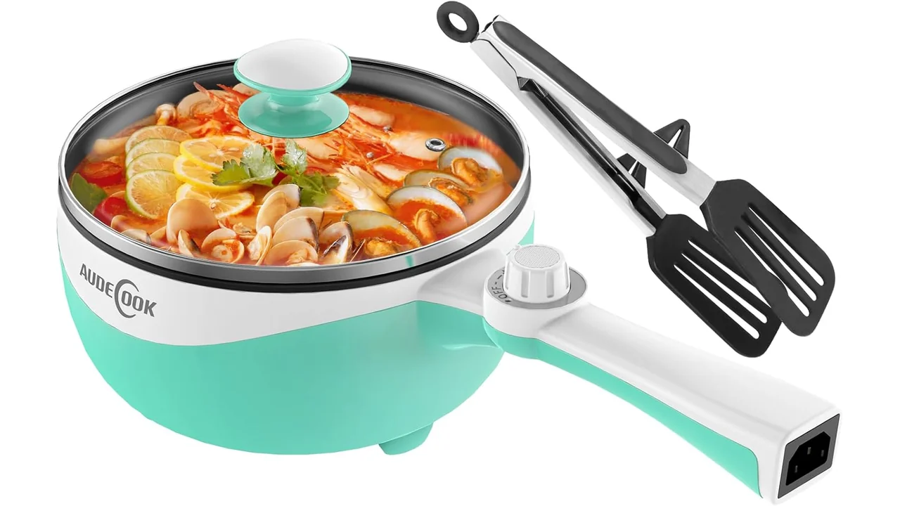 Audecook Hot Pot Electric, 1.7L Mini Electric Skillet