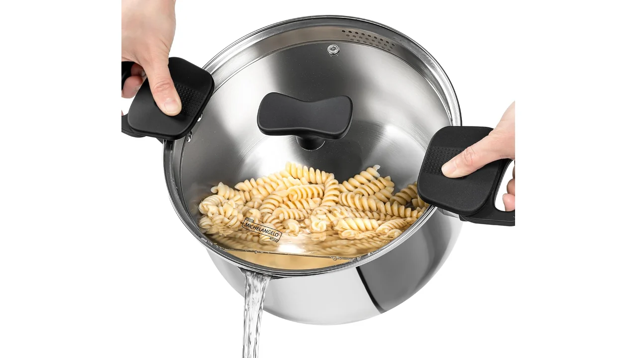 MICHELANGELO Stainless Steel Pasta Pot Strainer Lid