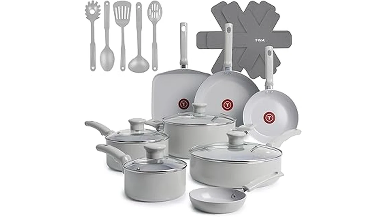 The image shows a variety of cookware materials, highlighting the best 12 overall for your kitchen.