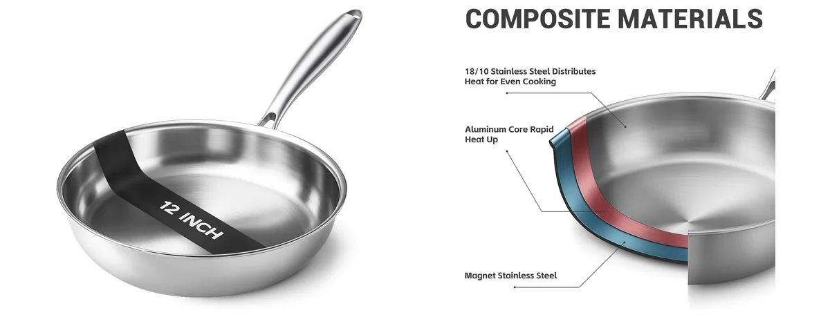 Kirecoo Tri-Ply Stainless Steel Pan - 12 images