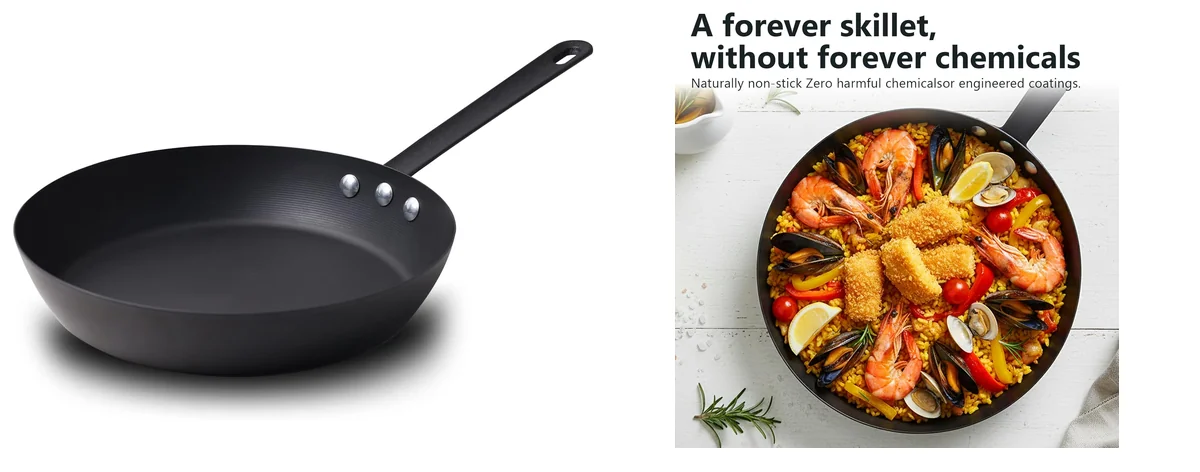 Letschef Coating-Free Carbon Steel Pan Durable 10 images