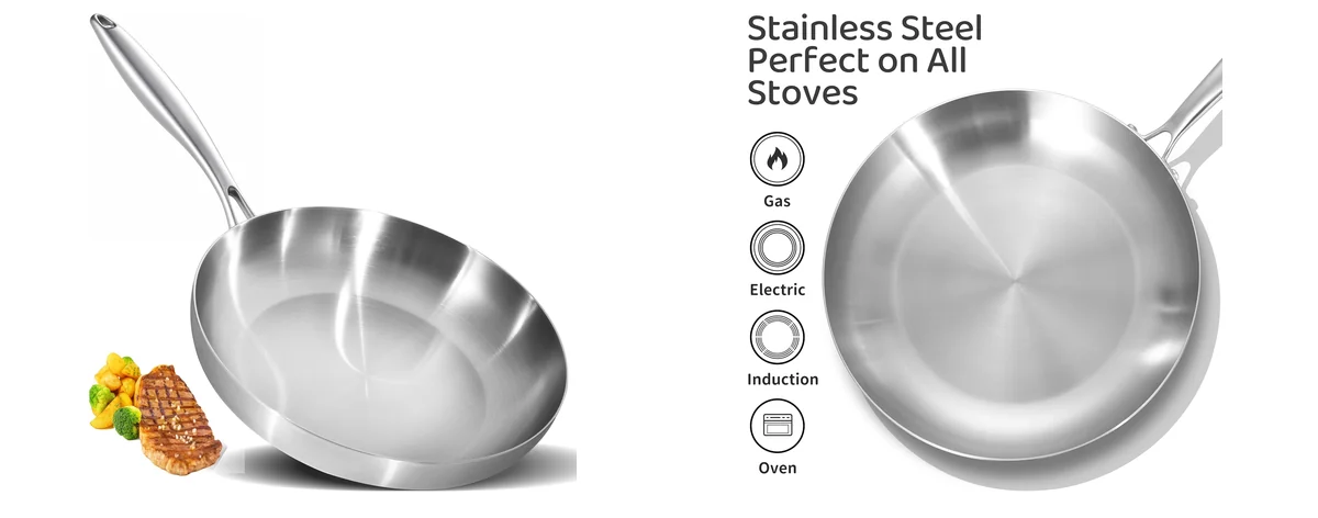 LOLYKITCH 12 Inch Tri-Ply Stainless Steel Frying images