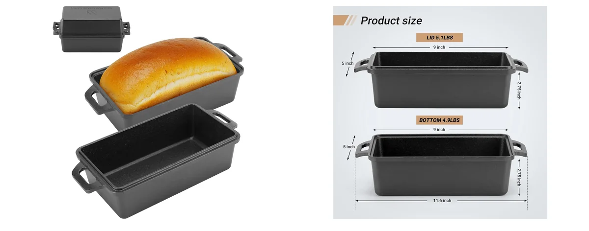Northriver Casting 9×5 Inch Cast Iron Loaf Pan images