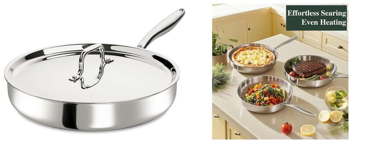 Umite Chef 12 Inch Tri-Ply Stainless Steel Frying images