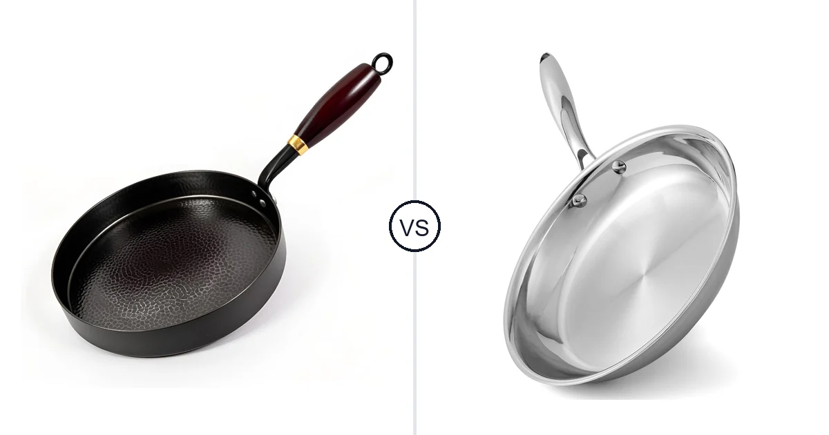 Comparison of Calmabode Flat Bottom Wok Pan 10 Inch and Ranbomer Stainless Steel Pan,Non-Toxic PFAS
