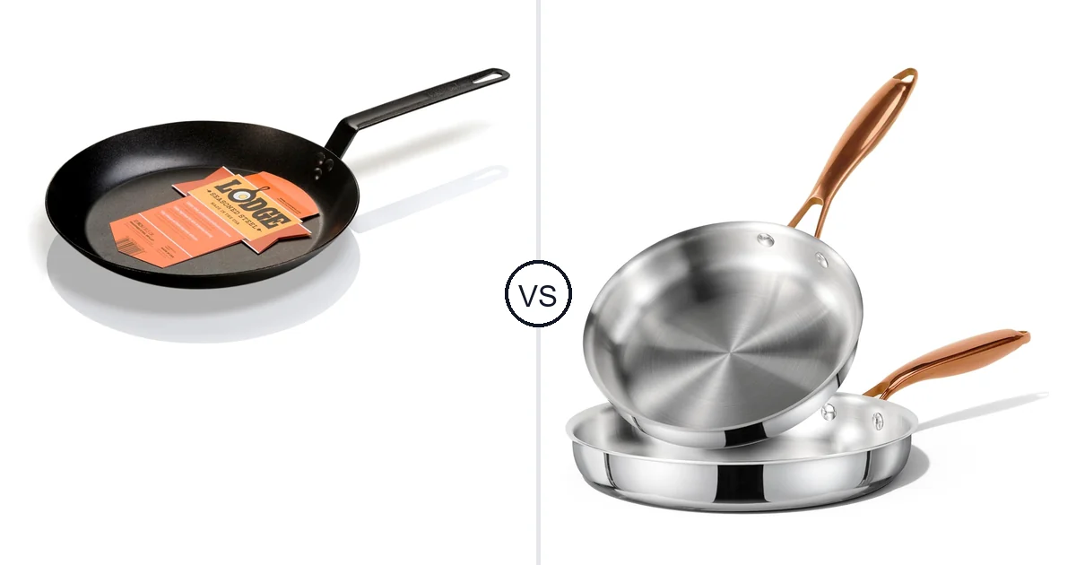 Comparison of Lodge 12 Inch Carbon Steel Skillet - and CAROTE 8"+10" Stainless Steel Frying Pan Set